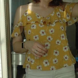 Yellow Floral Off-the-Shoulder Top